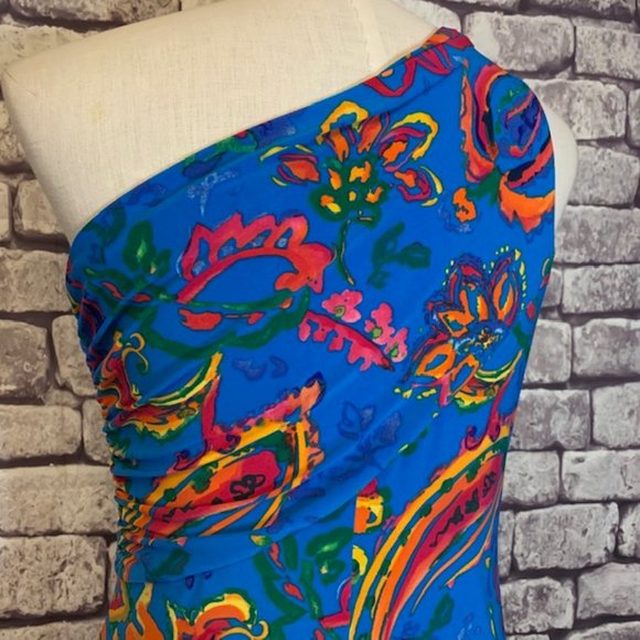 DONATED✨HPx2✨ Ralph Lauren One-Shoulder Multi-colored Dress Size 8 💙💗💛💚 - Picture 9 of 11